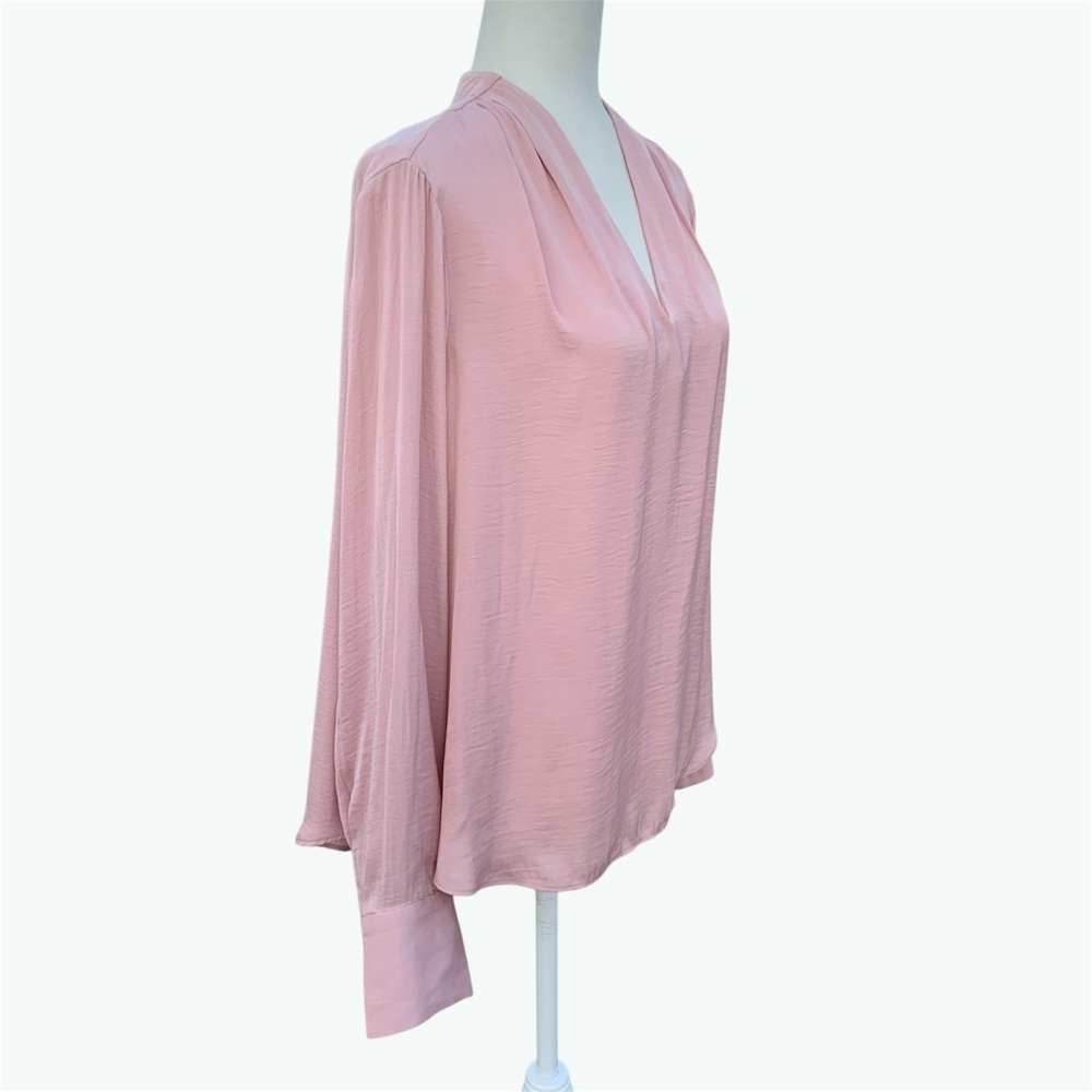 RACHEL Rachel Roy Silky Light Pink V-Neck Long Sleeve Blouse ~ Women’s XL - Picture 2 of 8